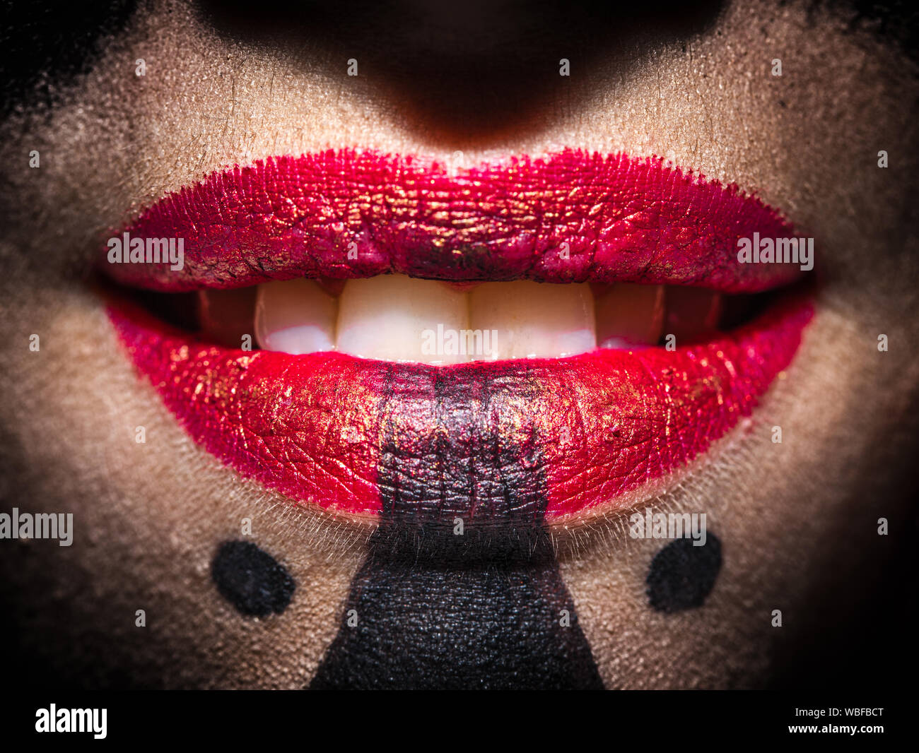 Close Up Of Red Lips Stock Photo