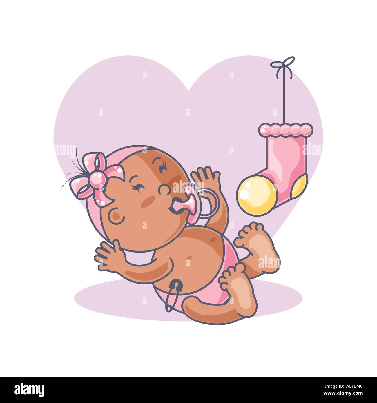 cute baby girl with pacifier and sock vector illustration design Stock ...