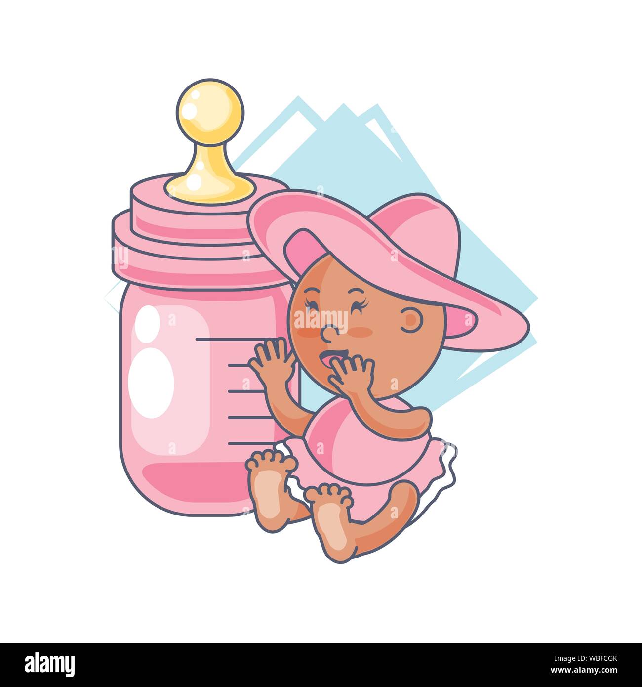 cute baby girl with bottle milk vector illustration design Stock Vector ...