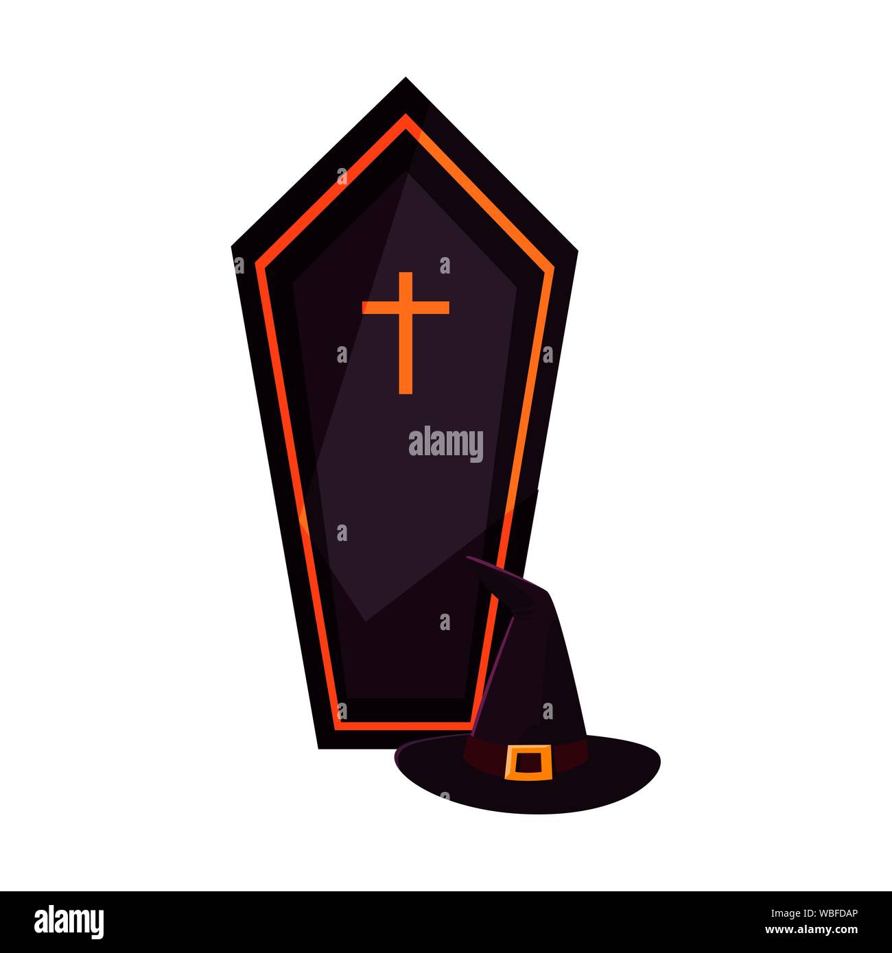 coffin and hat happy halloween celebration design vector illustration ...