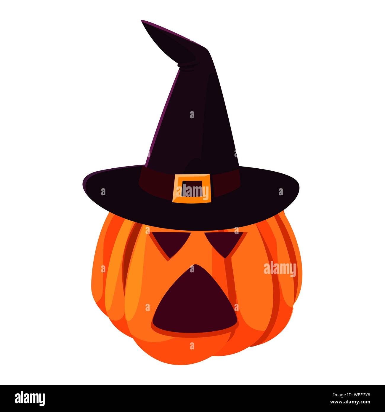 pumpkin witch hat happy halloween celebration design vector ...