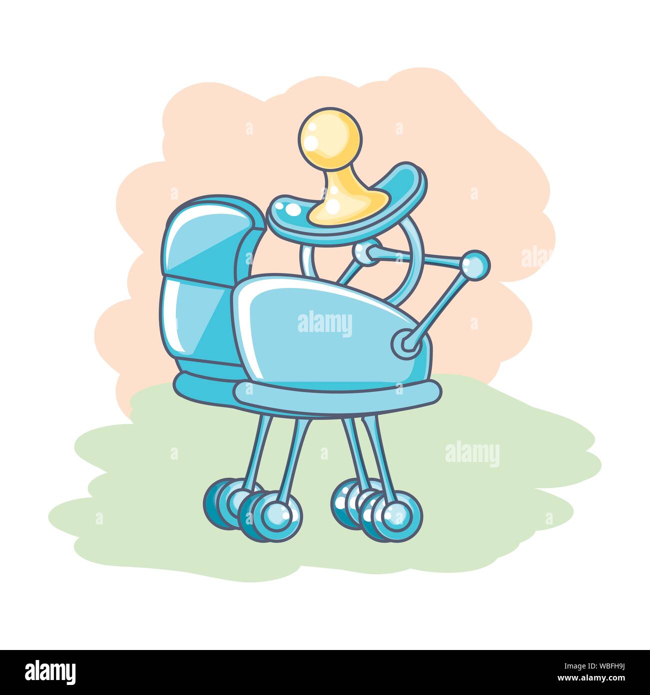 cute pacifier with baby cart vector illustration design Stock Vector ...