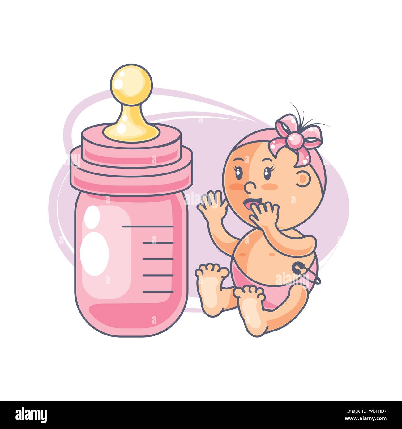 cute baby girl with bottle milk vector illustration design Stock Vector ...