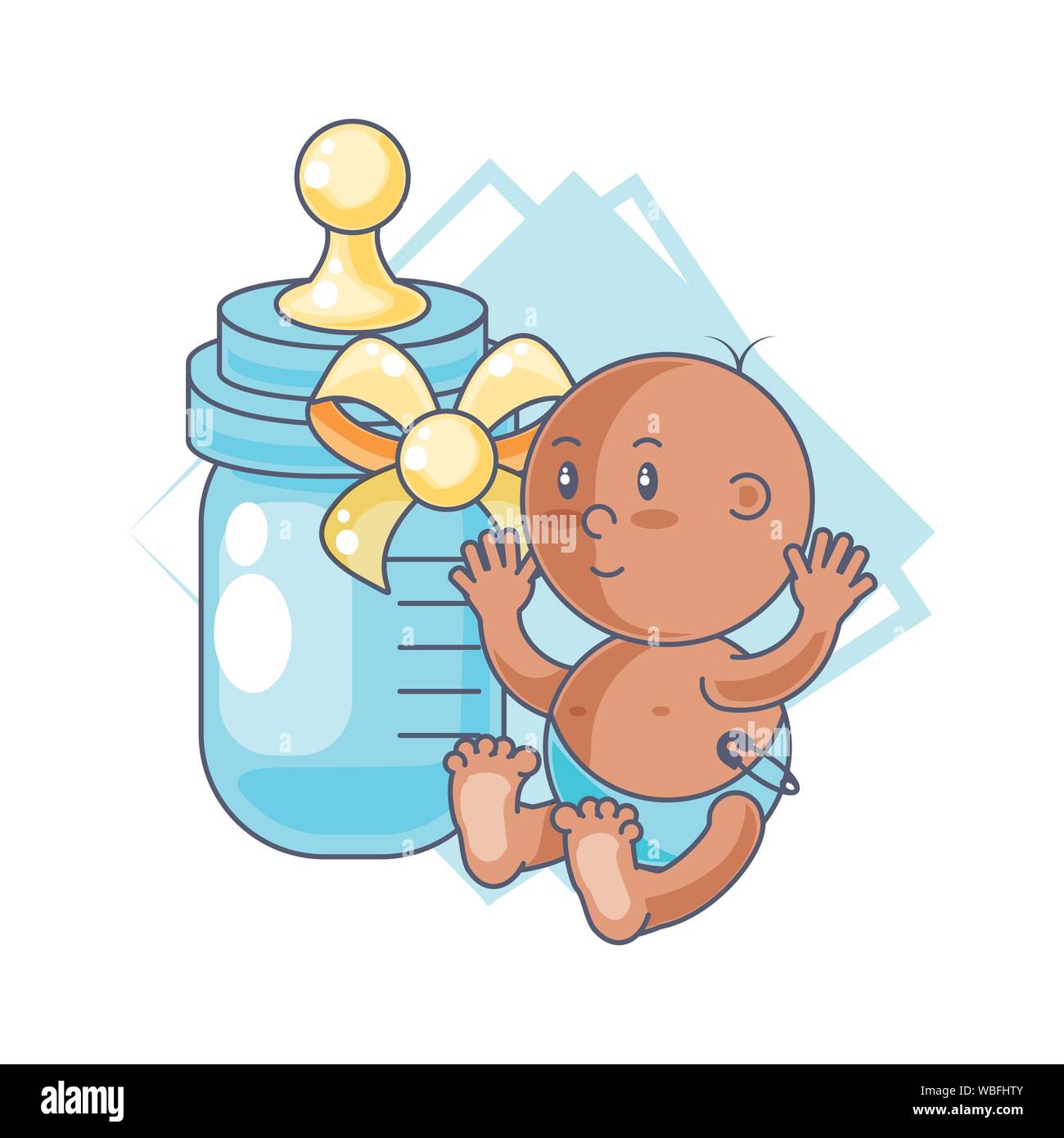cute baby boy with bottle milk vector illustration design Stock Vector ...