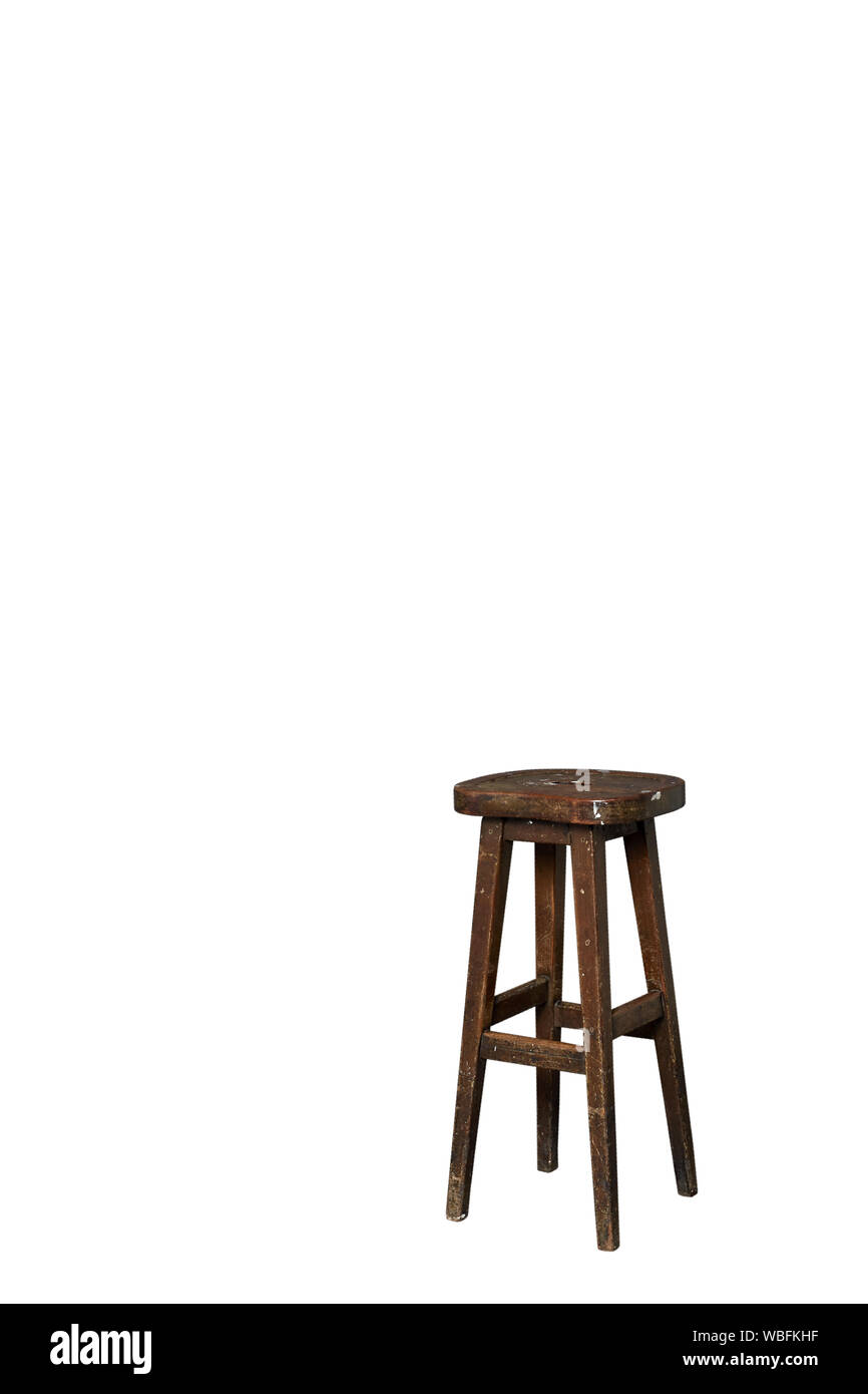 Brown Stool Against White Background Stock Photo