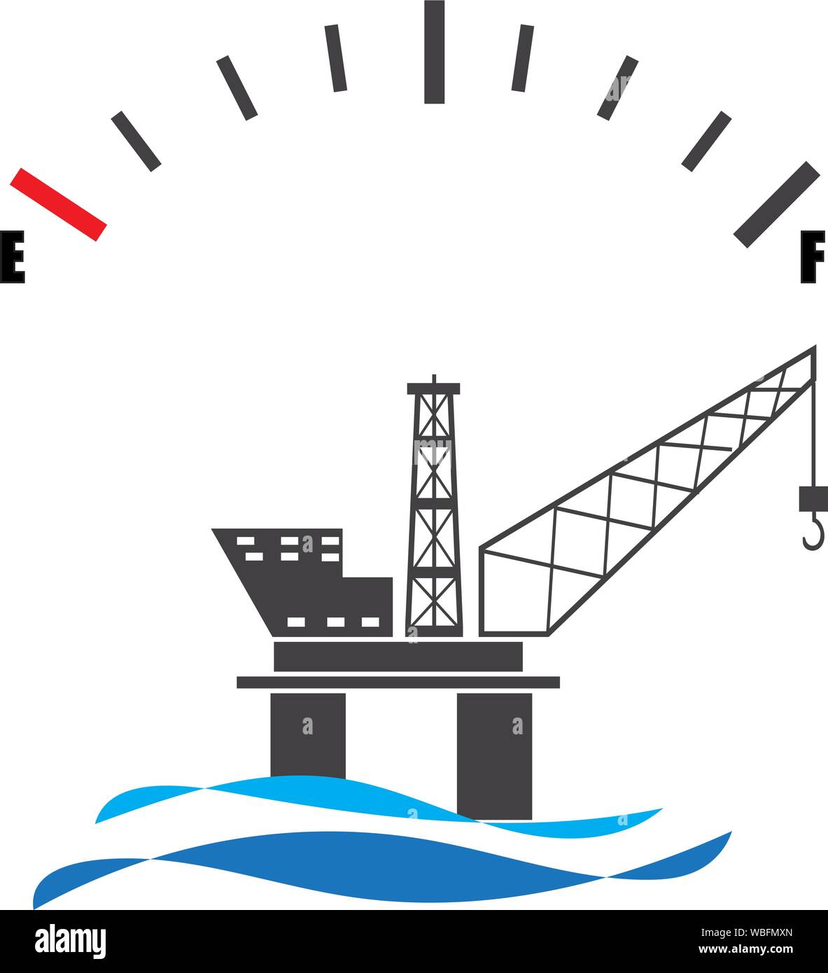 Concept design for offshore oil rig platform with fuel gauge meter Stock Vector