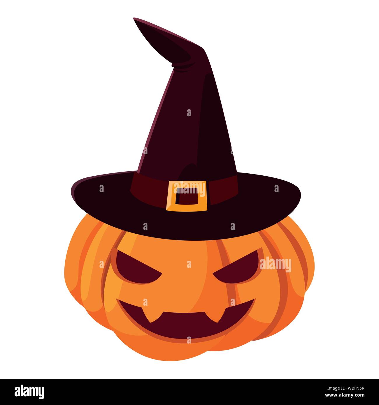 pumpkin witch hat happy halloween celebration design vector ...