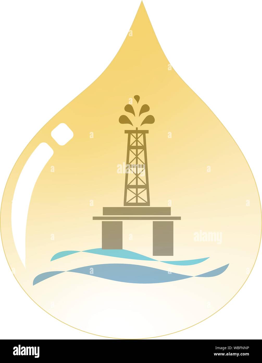 Energy logo oil drop with offshore oil rig platform inside Stock Vector