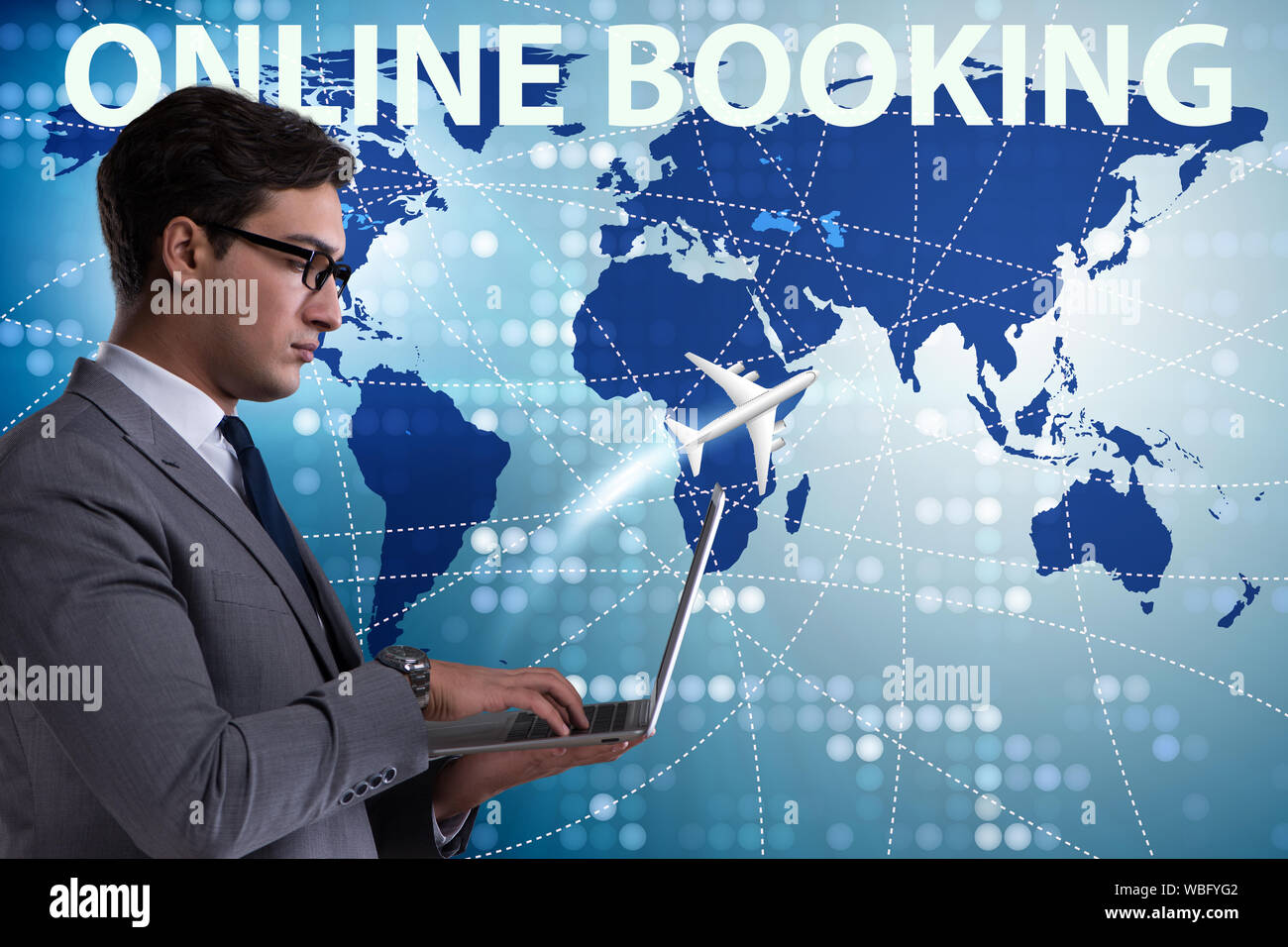 The concept of online air travel booking Stock Photo Alamy