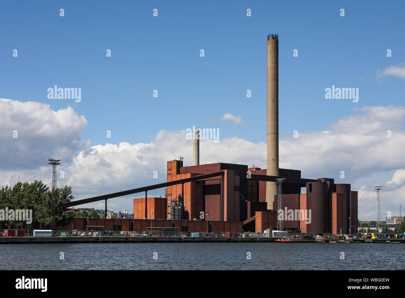 Hanasaari Power Plant on a sunny day viewed from Sompasaari in Helsinki, Finland Stock Photo