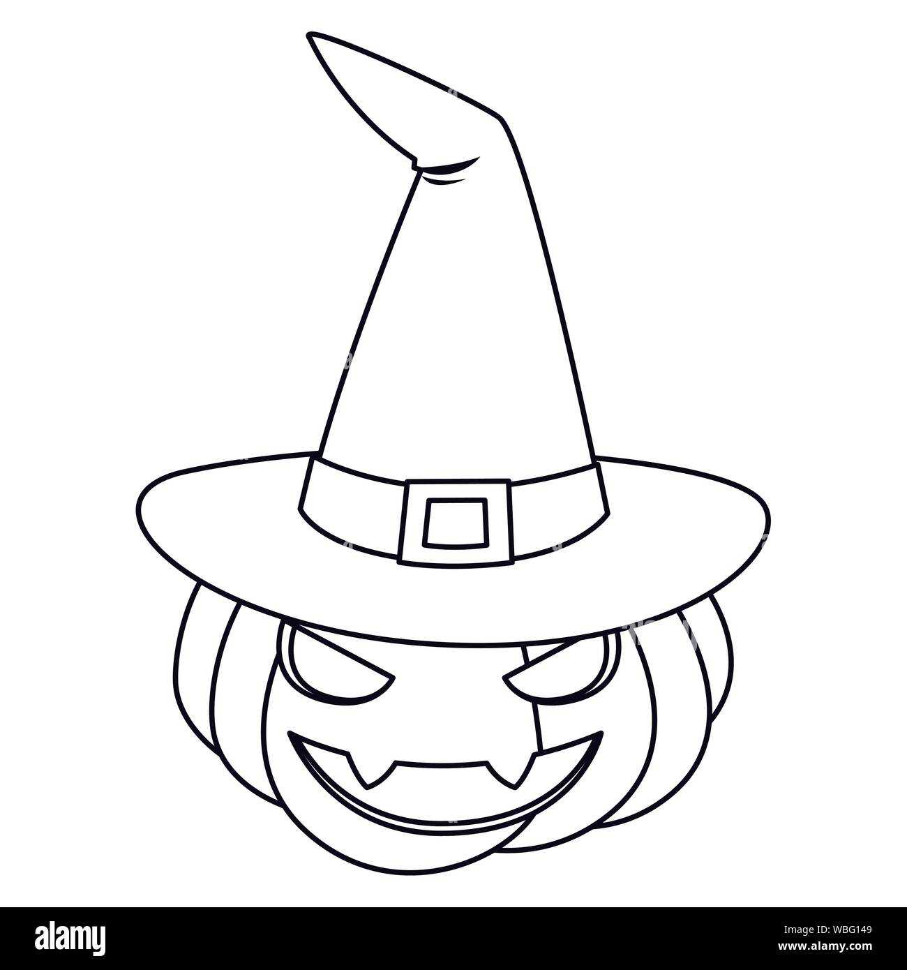 pumpkin witch hat happy halloween celebration design vector ...