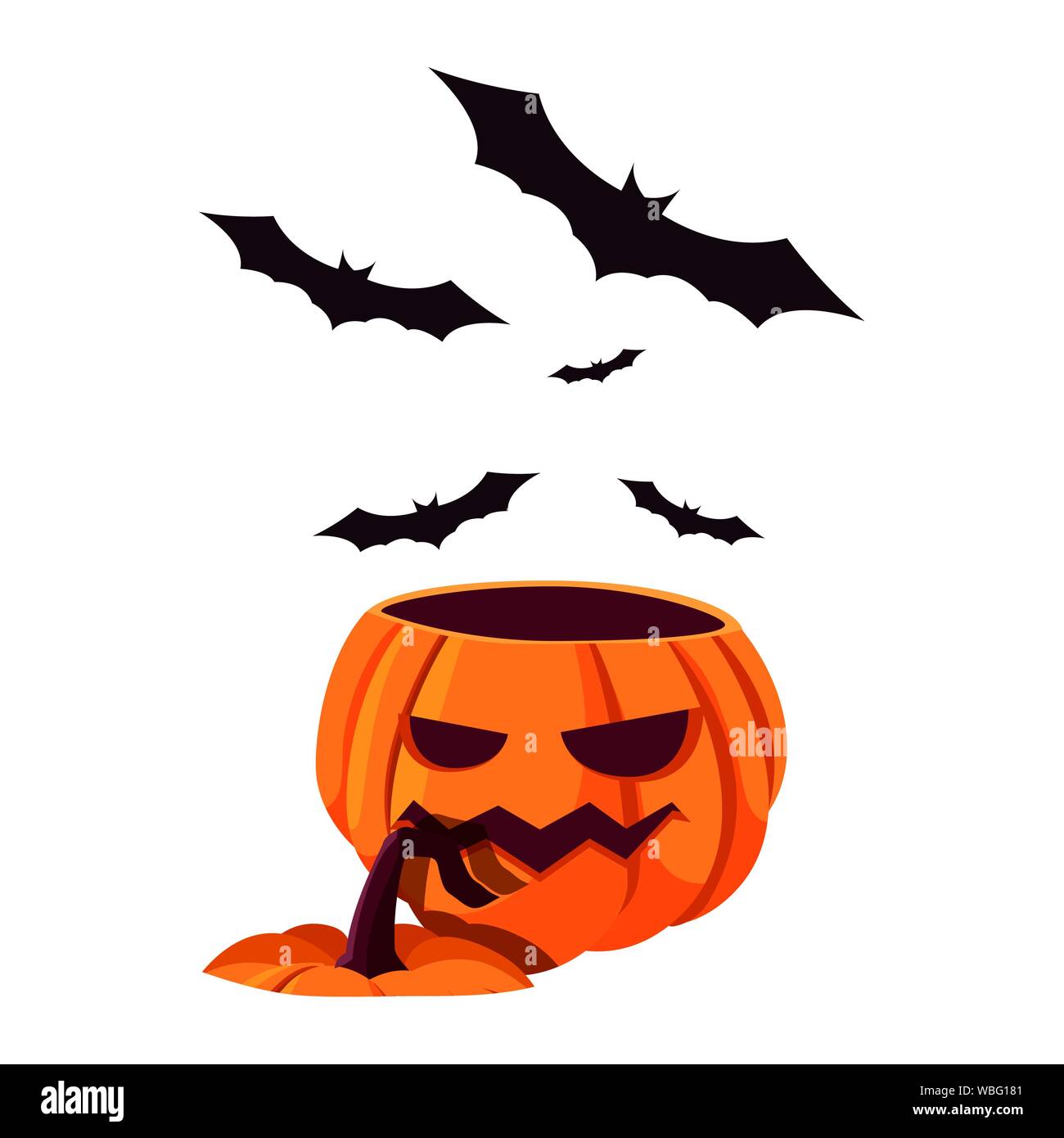 pumpkin bats happy halloween celebration design vector illustration ...