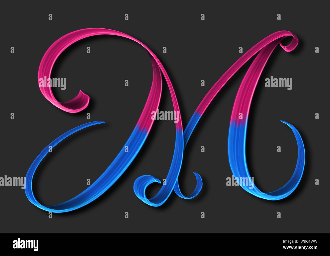 Capital letter M elegant lettering 3d illustration Stock Photo