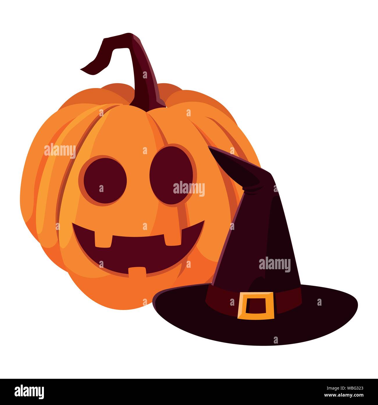 pumpkin witch hat happy halloween vector illustration Stock Vector ...