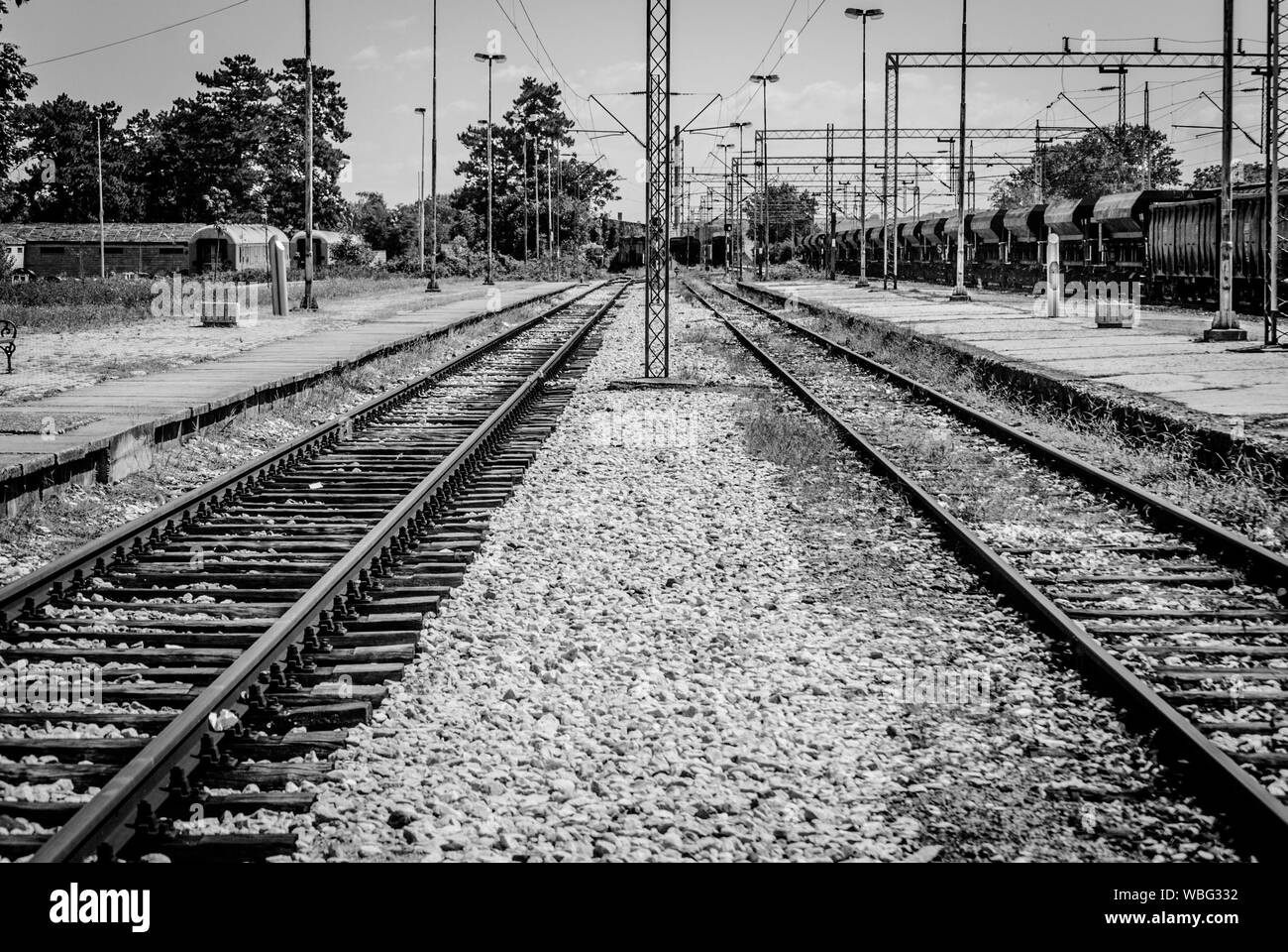 Railway Tracks Against Sky Stock Photo