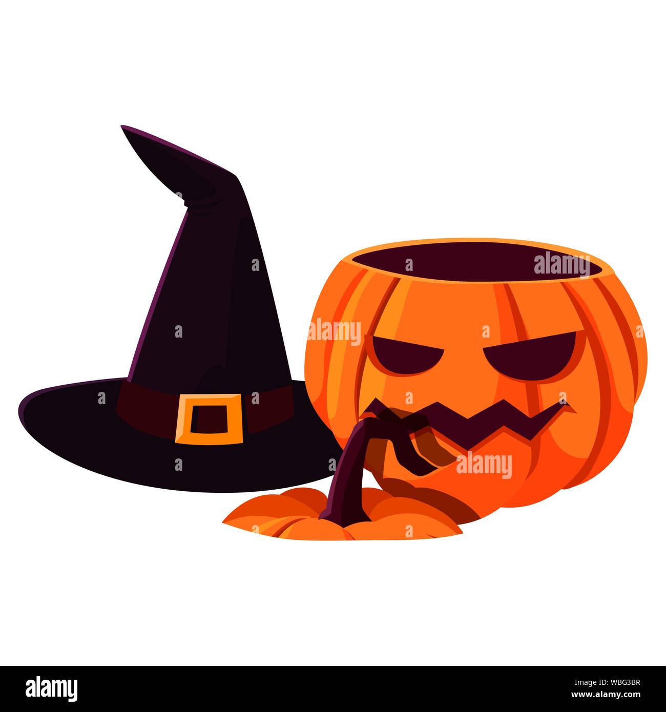witch hat pumpkin happy halloween vector illustration Stock Vector ...