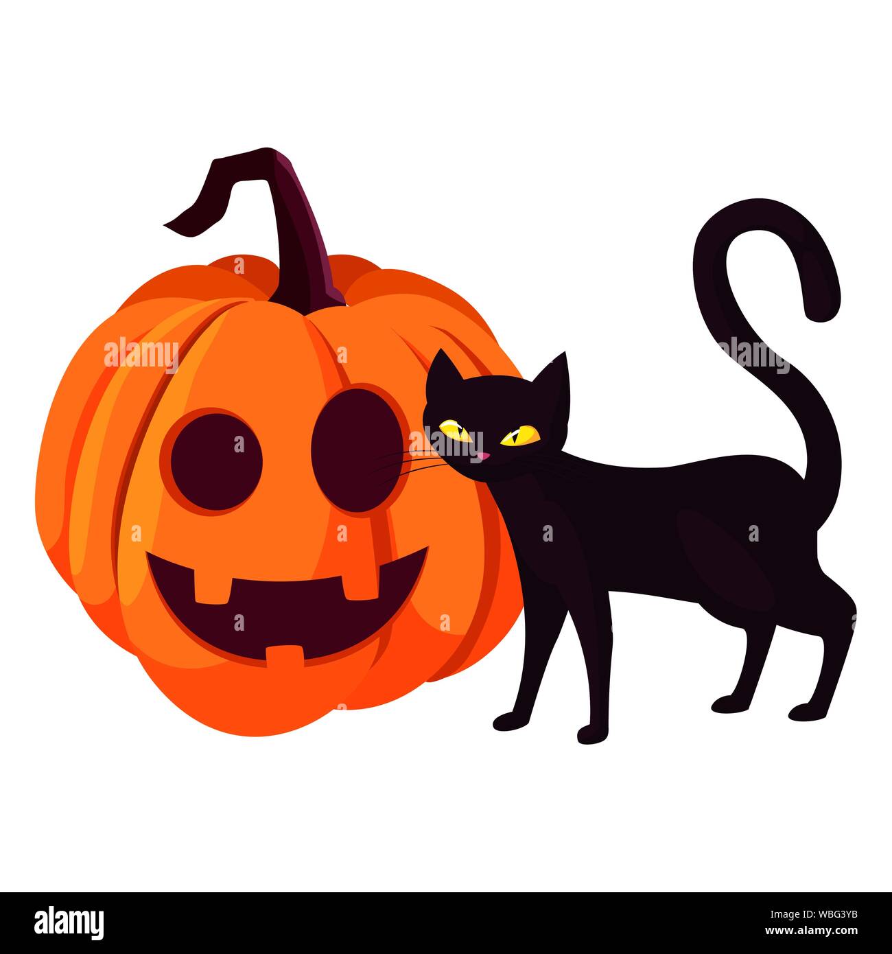 pumpkin cat happy halloween celebration design vector illustration ...