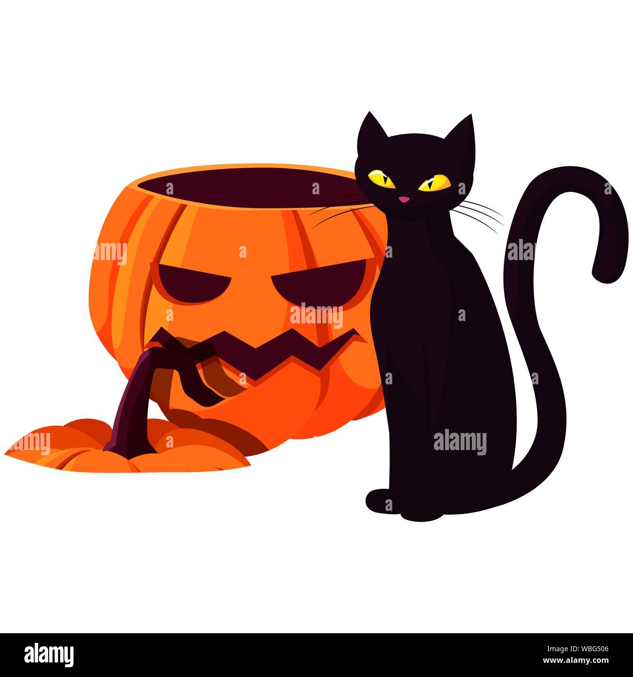pumpkin cat happy halloween celebration design vector illustration ...