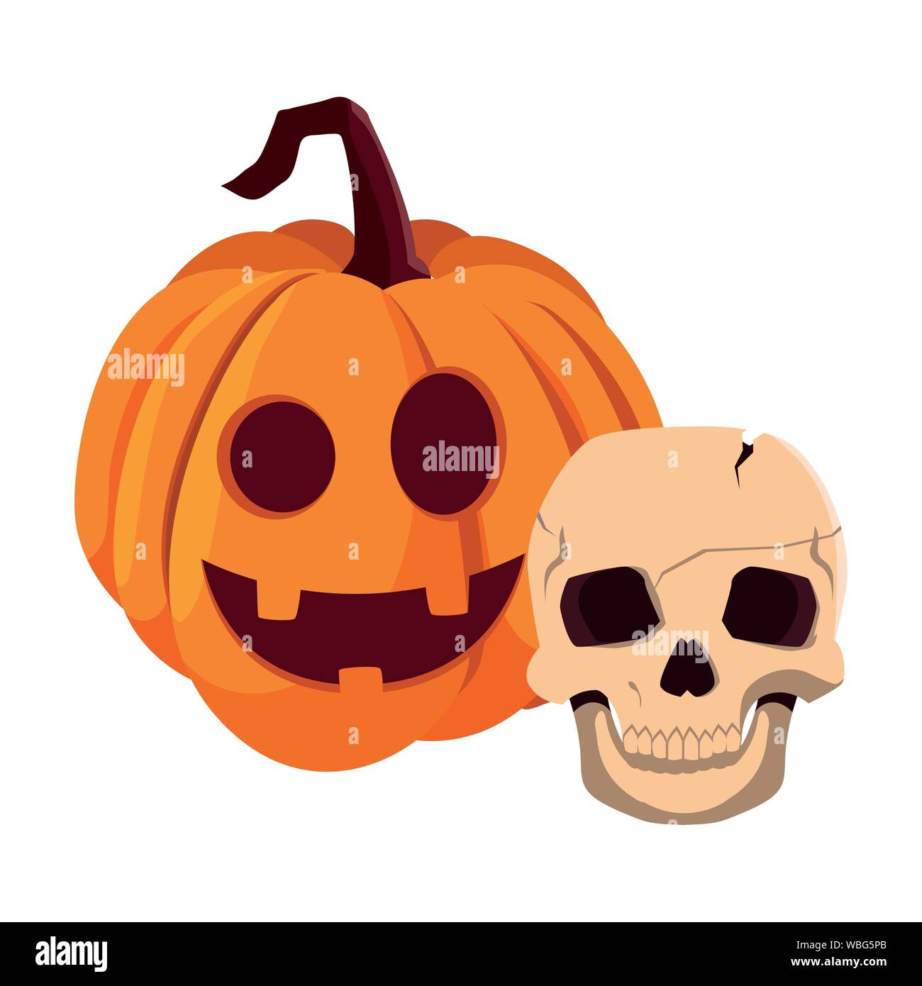 pumpkin skull happy halloween vector illustration Stock Vector Image
