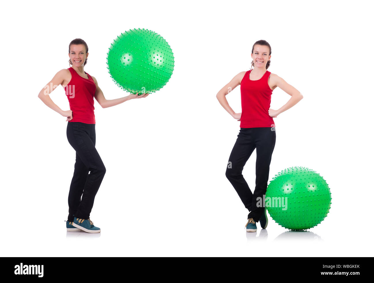 The young woman exercising with swiss ball Stock Photo - Alamy