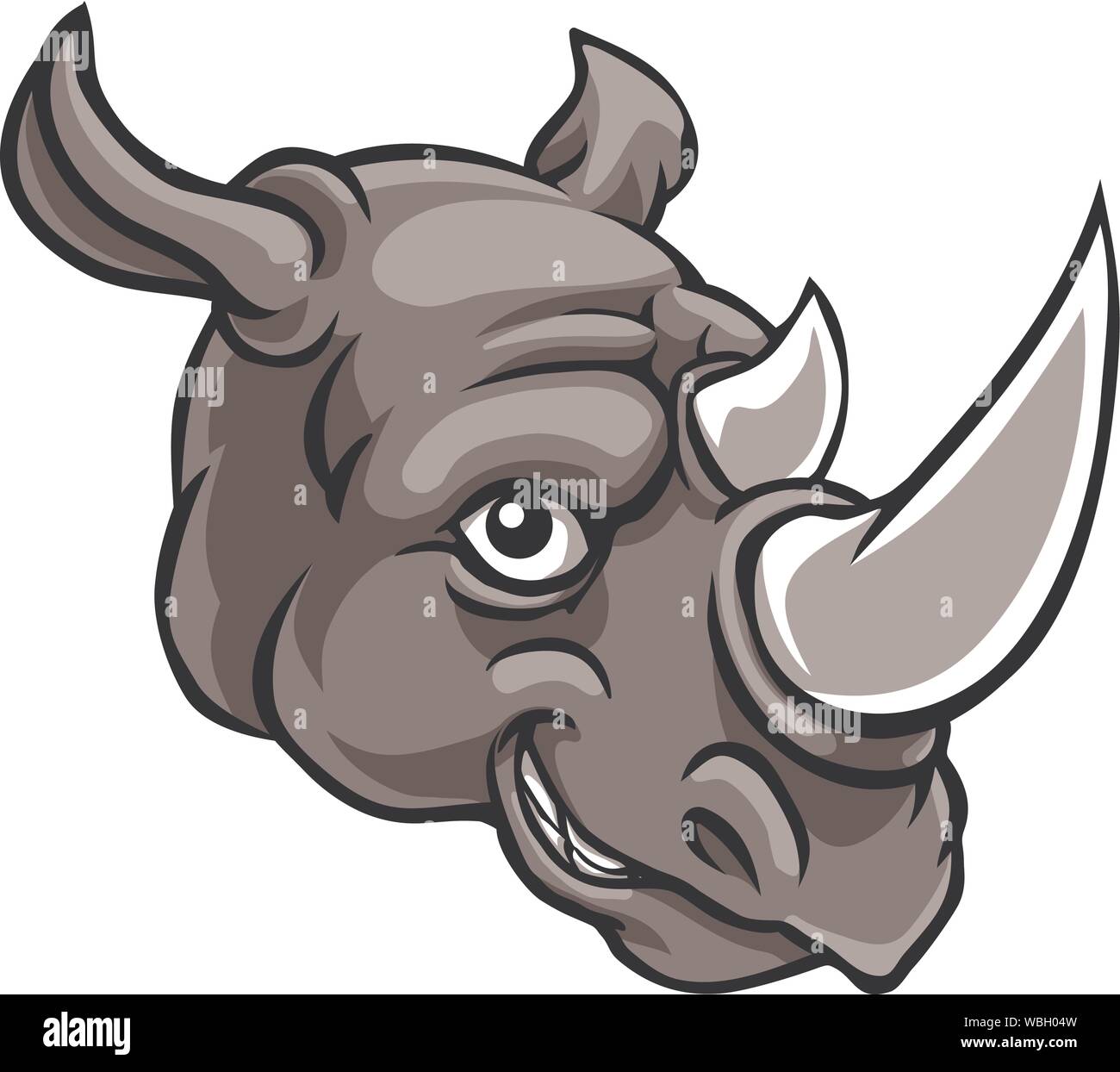 Rhino Mascot Cute Happy Cartoon Character Stock Vector