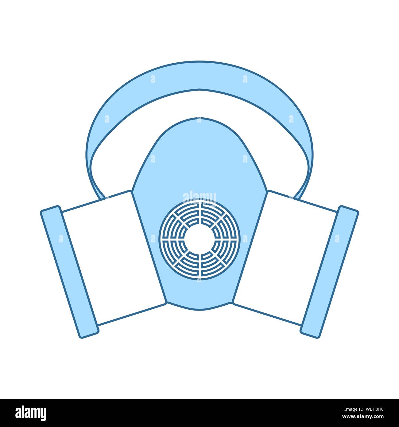 Dust Protection Mask Icon. Thin Line With Blue Fill Design. Vector Illustration. Stock Vector