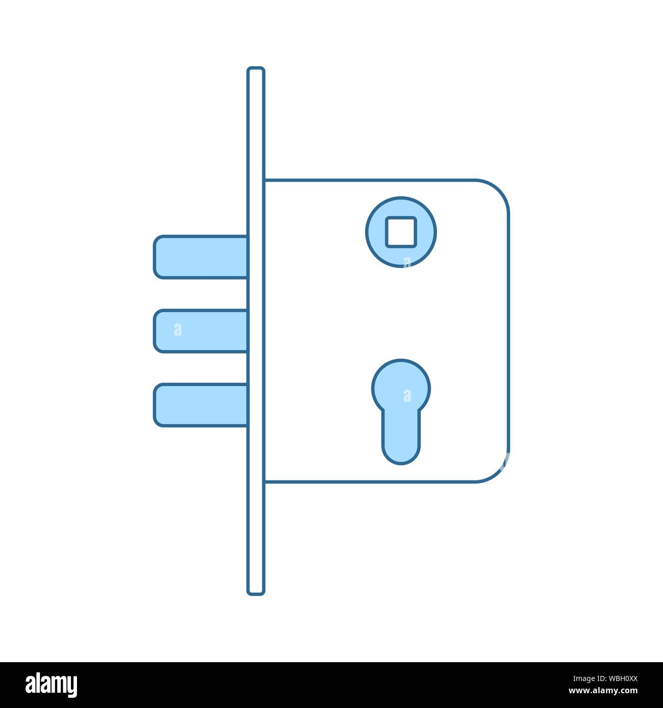 Door Lock Icon. Thin Line With Blue Fill Design. Vector Illustration. Stock Vector