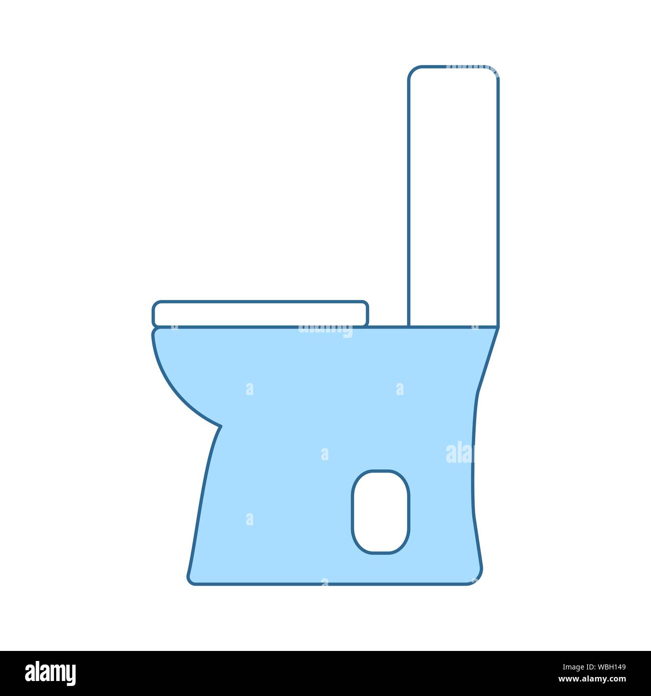 Toilet Bowl Icon. Thin Line With Blue Fill Design. Vector Illustration ...
