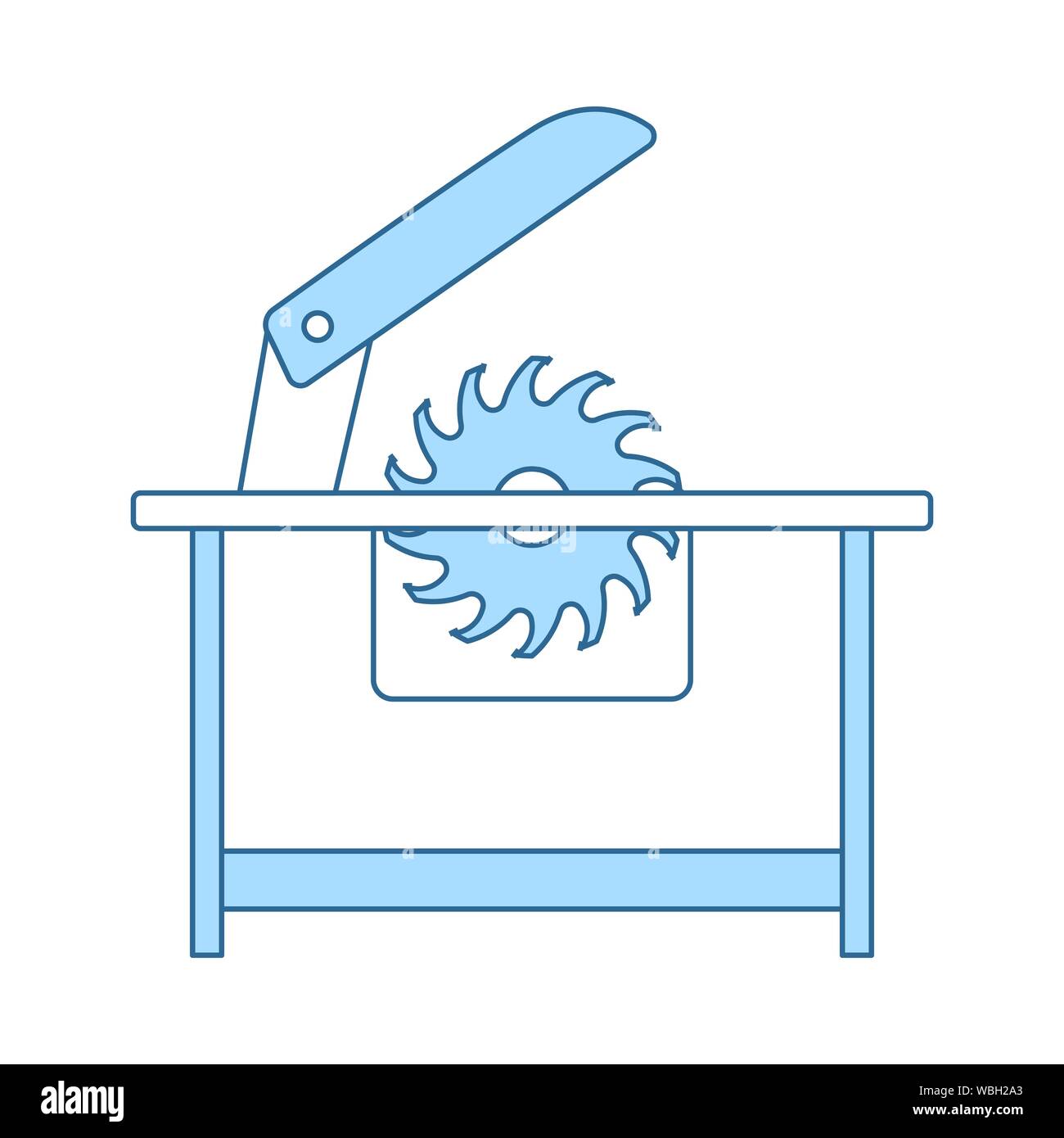 Circular Saw Icon. Thin Line With Blue Fill Design. Vector Illustration 