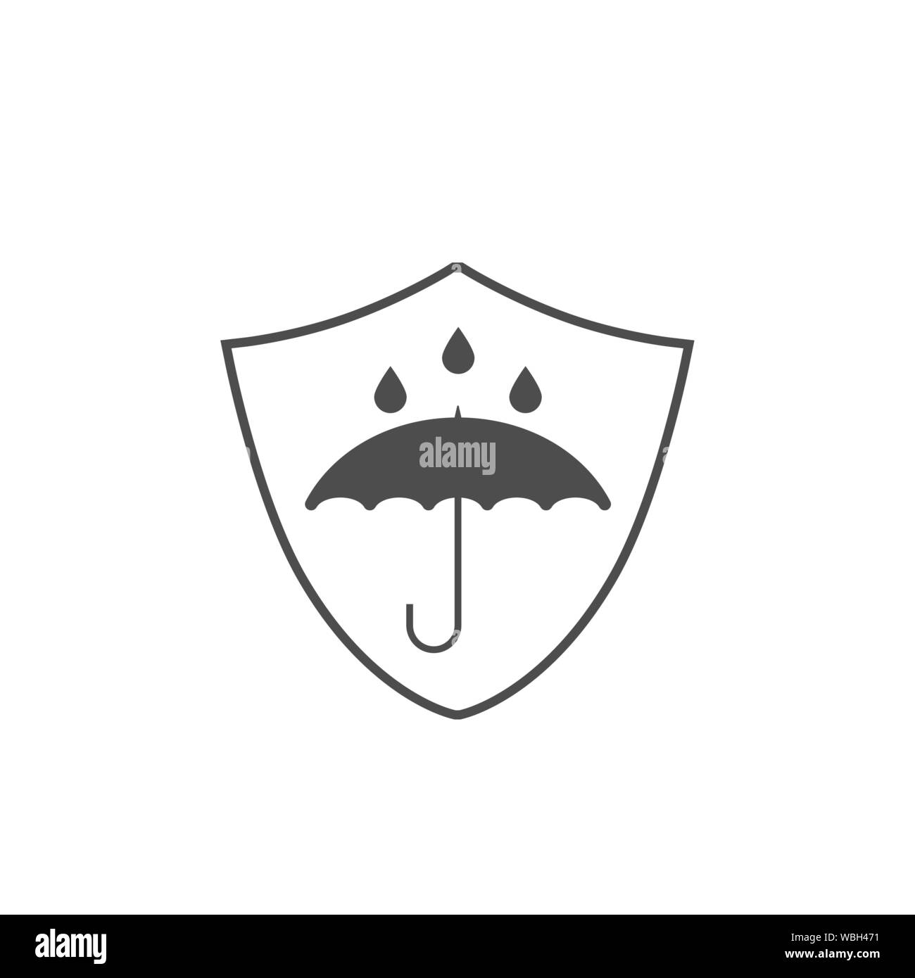Waterproof technology icon. Umbrella with falling water drops shield Stock Vector