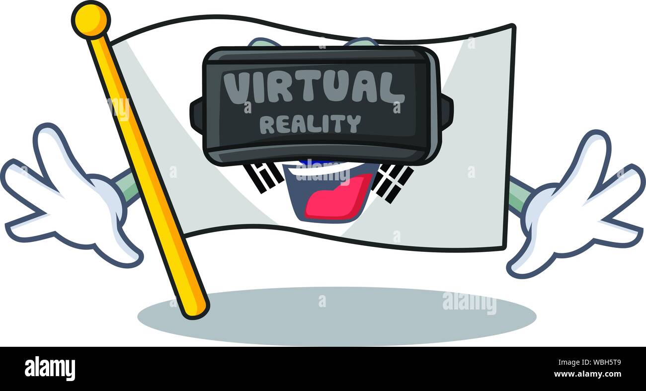 Virtual reality flag korea isolated with the mascot Stock Vector