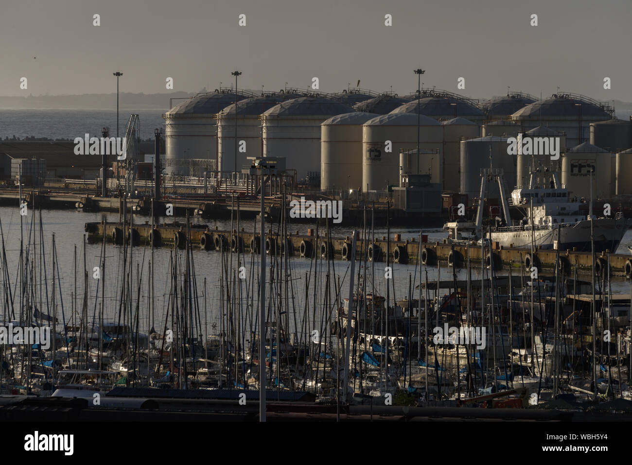 Bunker fuel tanks in the South African Atlantic port city of Cape Town