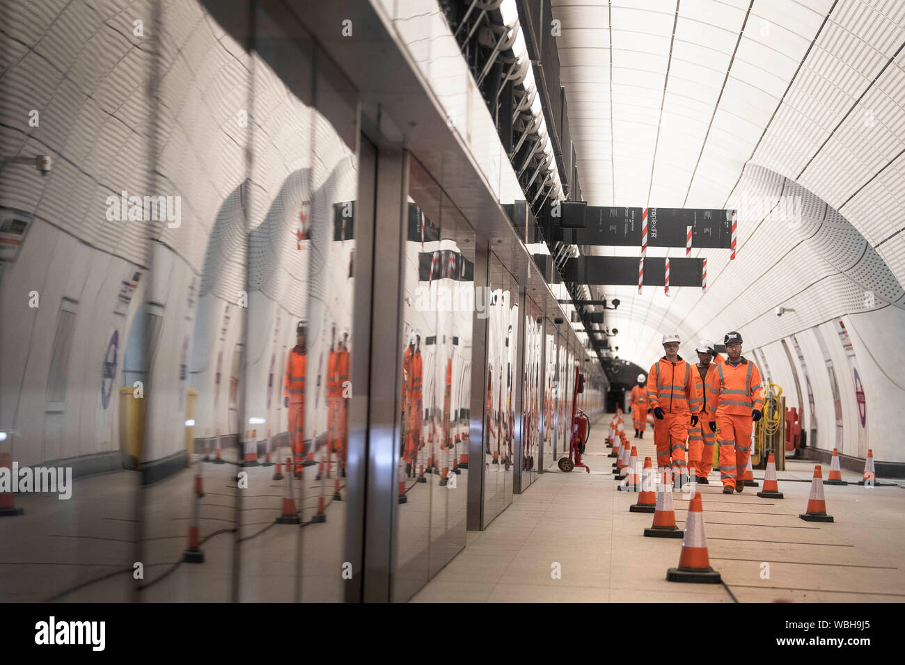 A platform for the new Elizabeth Line at Whitechapel station in east ...