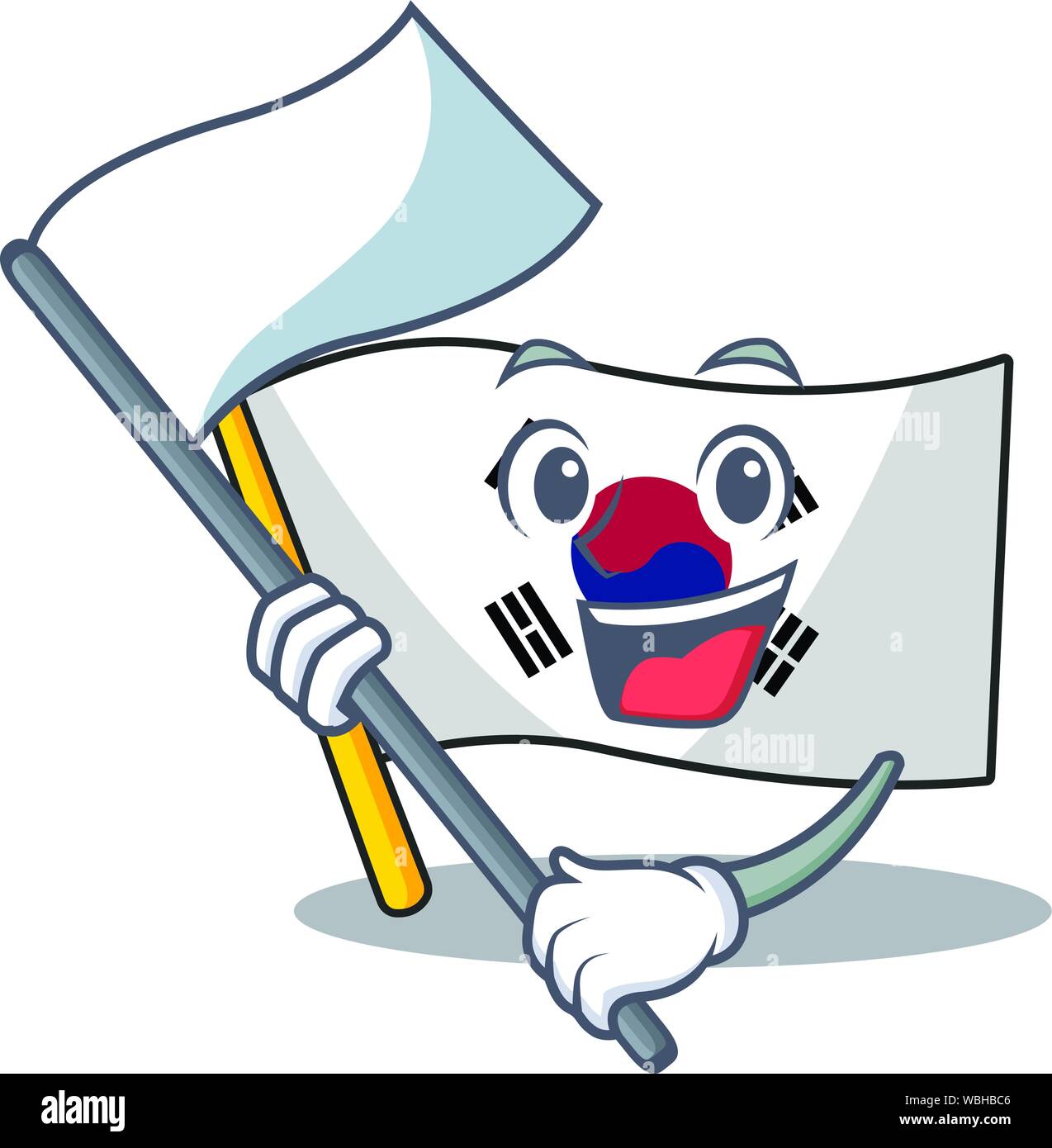 With flag korean flag stored in character drawer Stock Vector Image
