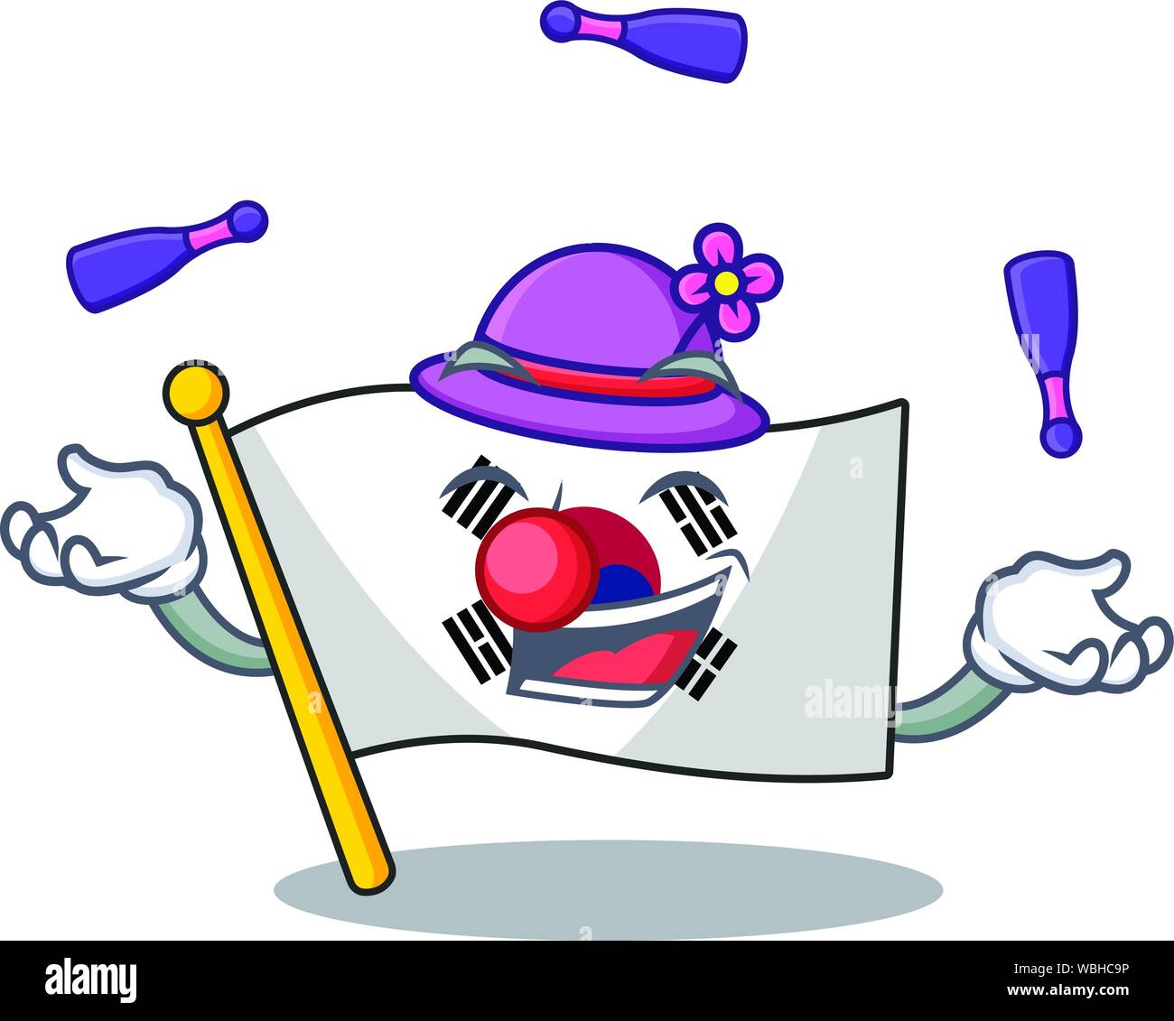 Juggling korean flag stored in character drawer Stock Vector Image