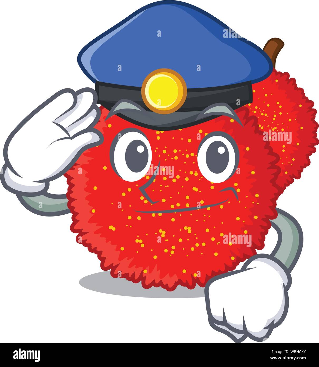 Police fresh bayberry fruit in mascot basket Stock Vector