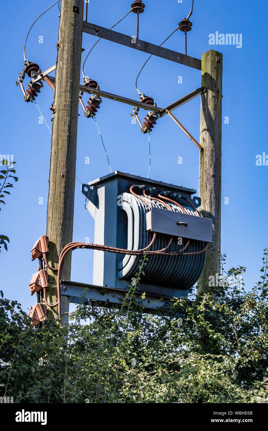 Overhead Electricity and Telephone Communication Utility Poles and