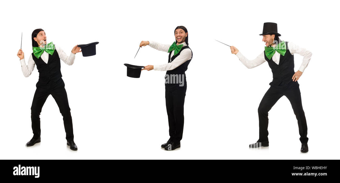 The man with big green bow tie in funny concept Stock Photo