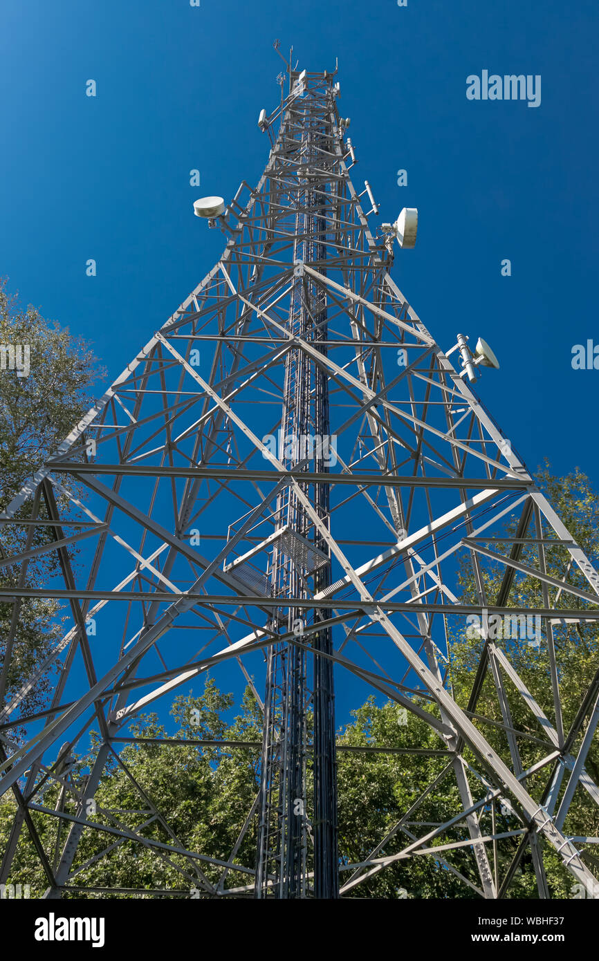 Overhead Electricity and Telephone Communication Utility Poles and