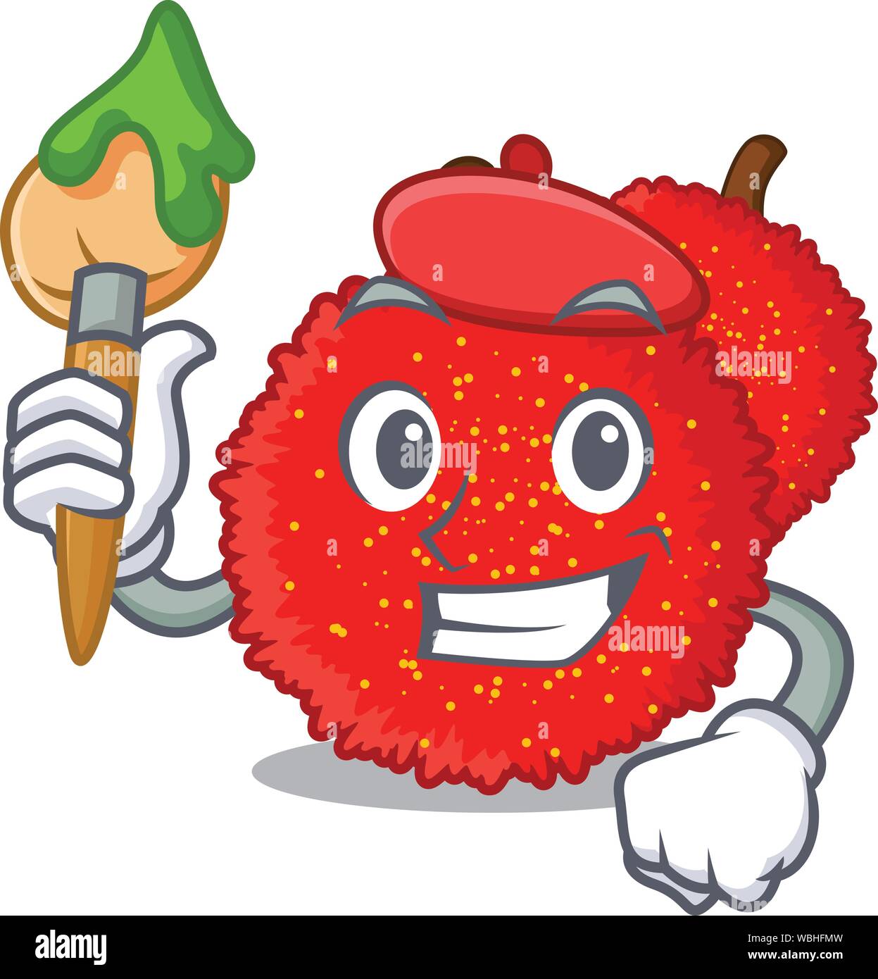 Artist fresh bayberry fruit in mascot basket Stock Vector