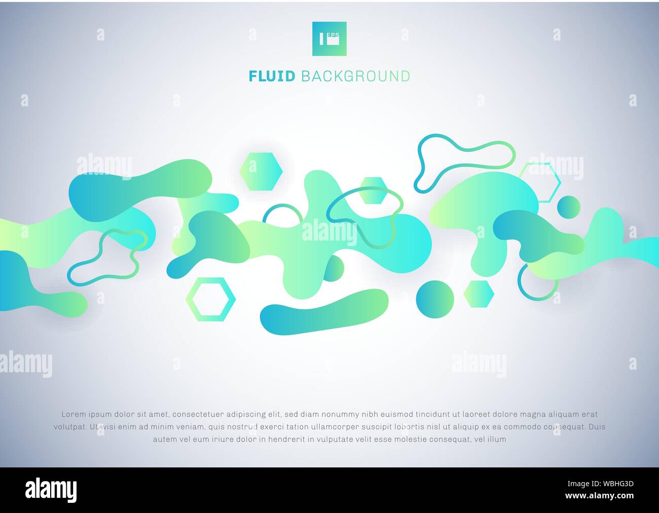 Abstract fluid green and blue gradient on white background. Vector illustration Stock Vector