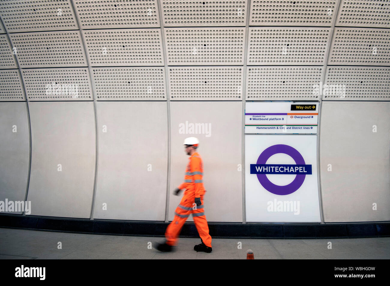 A platform for the new Elizabeth Line at Whitechapel station in east ...