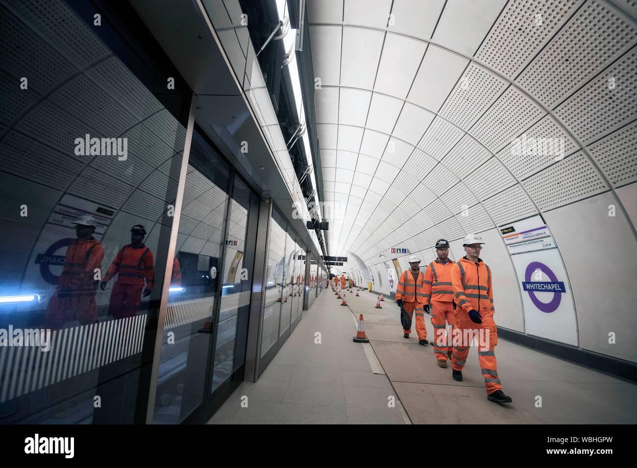 A platform for the new Elizabeth Line at Whitechapel station in east ...
