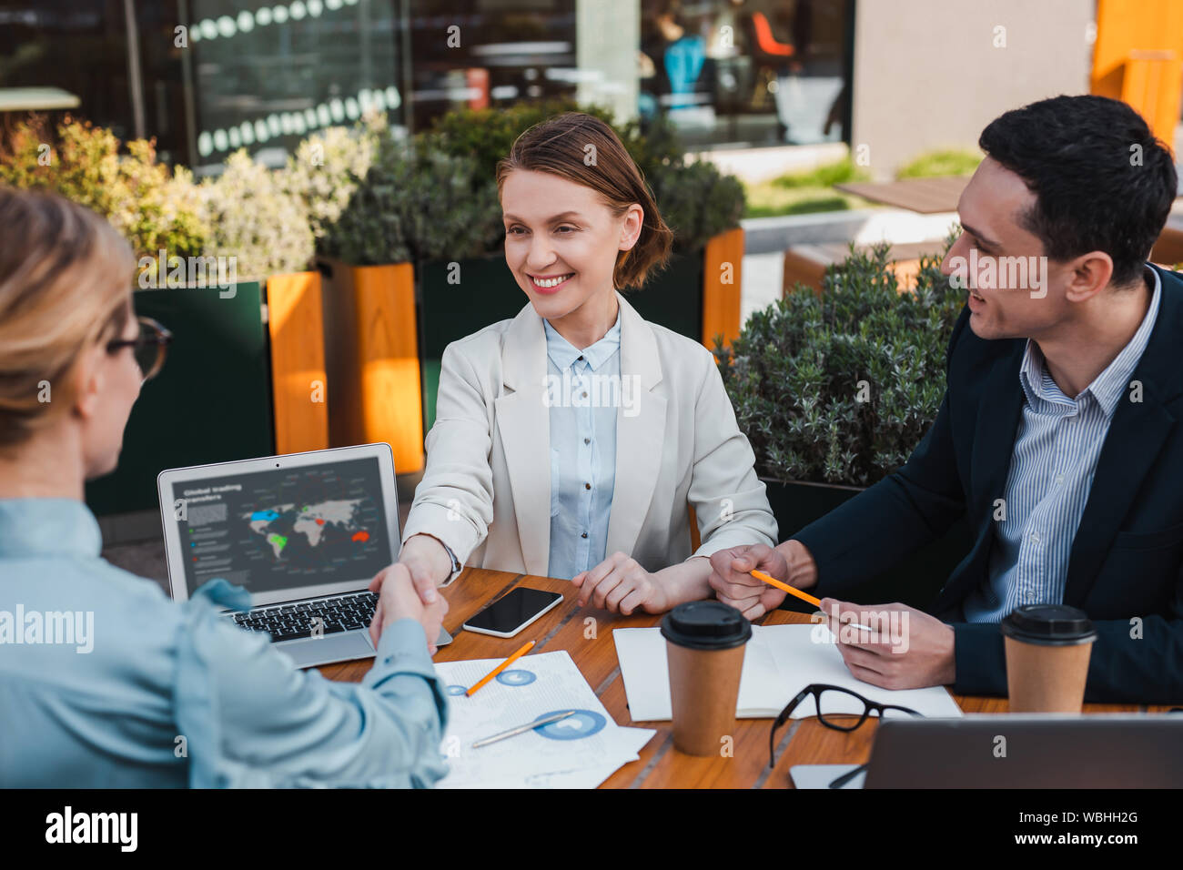 Business partners making an agreement on cooperation Stock Photo