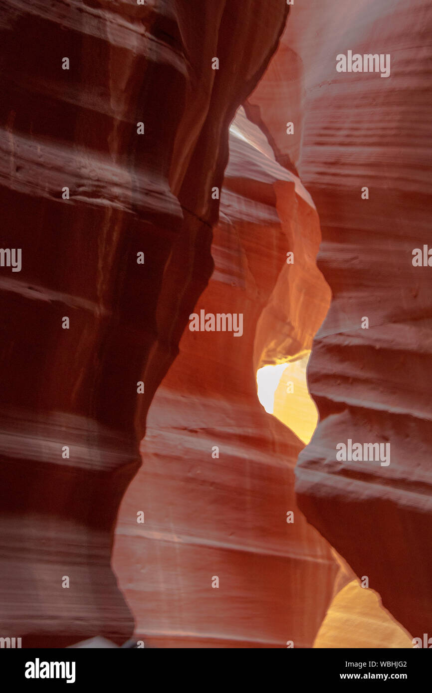 Light Shines In Antelope Slot Canyon in Arizona  Stock Photo