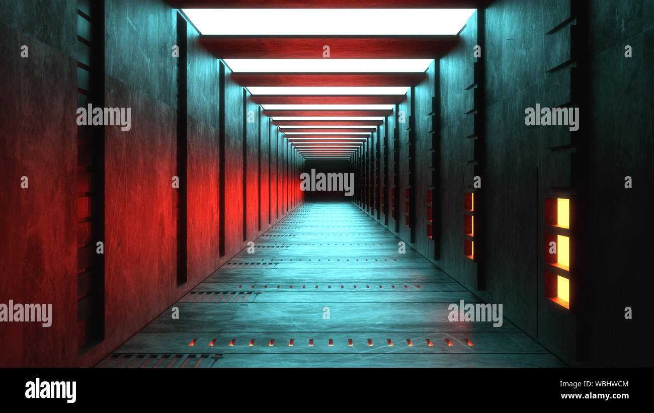 3d render interior. Futuristic hallway. Interior concept design Stock ...