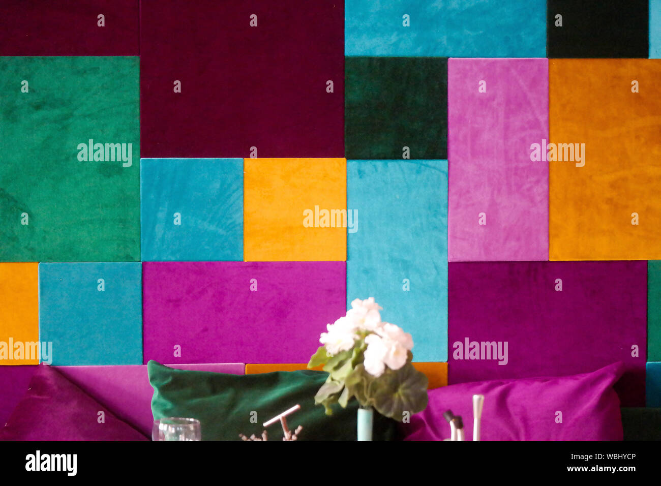 Fabric of different colors. Fabric waiting for sewing clothes and other ...