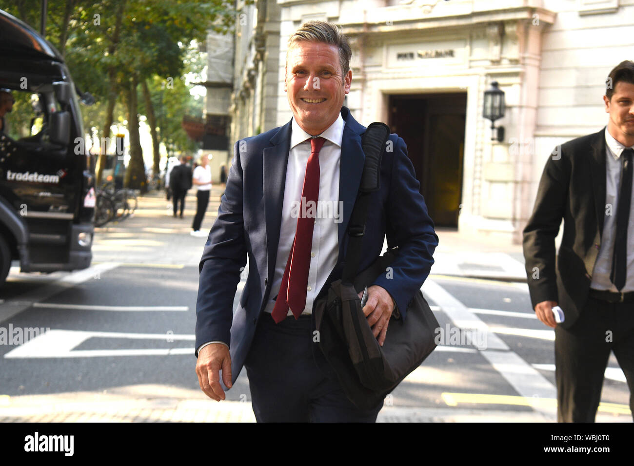 Keir Starmer, Shadow Secretary of State for Exiting the European Union leaving Millbank, ahead of today's cross party meeting looking at ways to stop a no deal Brexit. Stock Photo