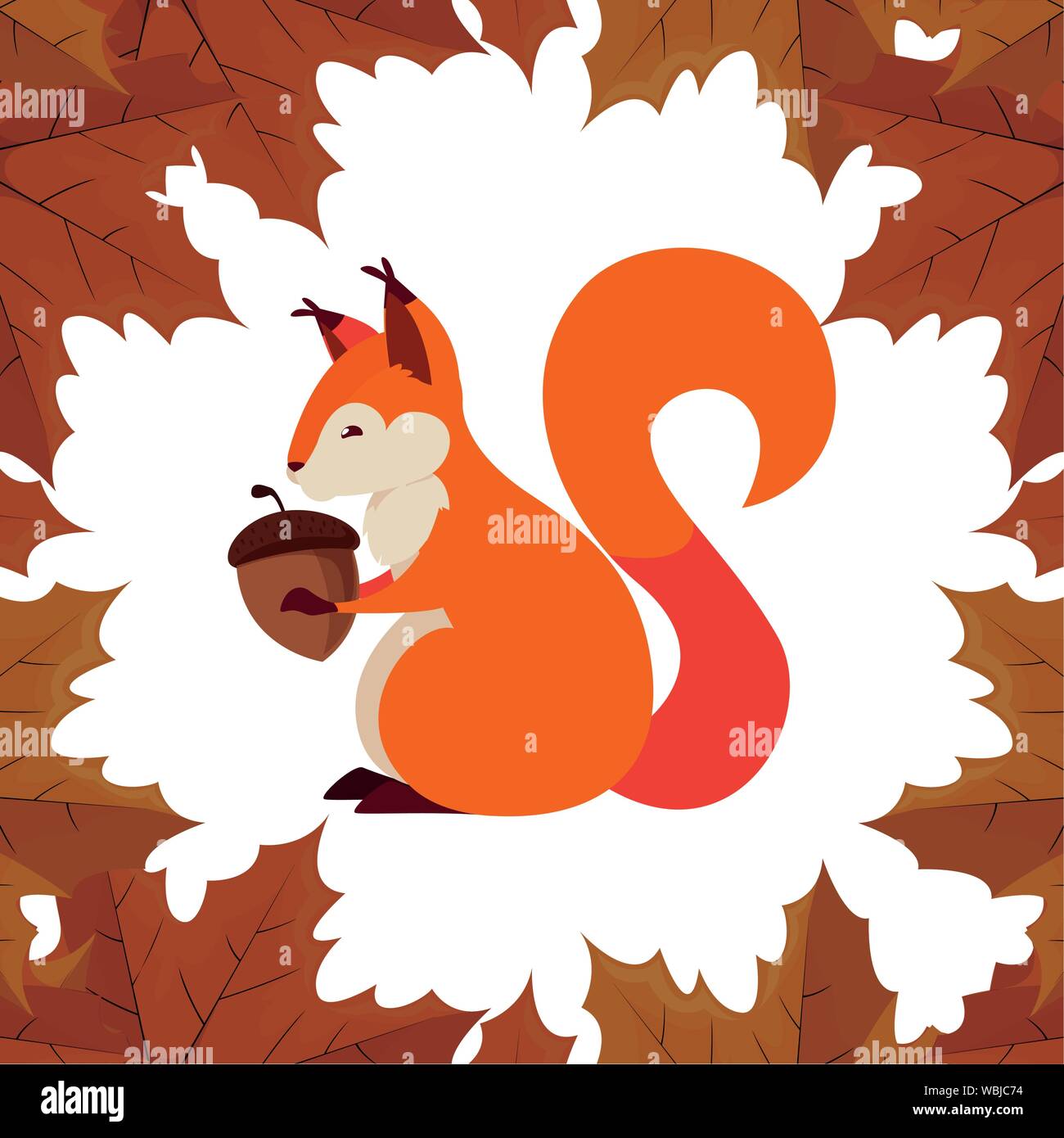 squirrel acorn happy autumn season vector illustration Stock Vector ...