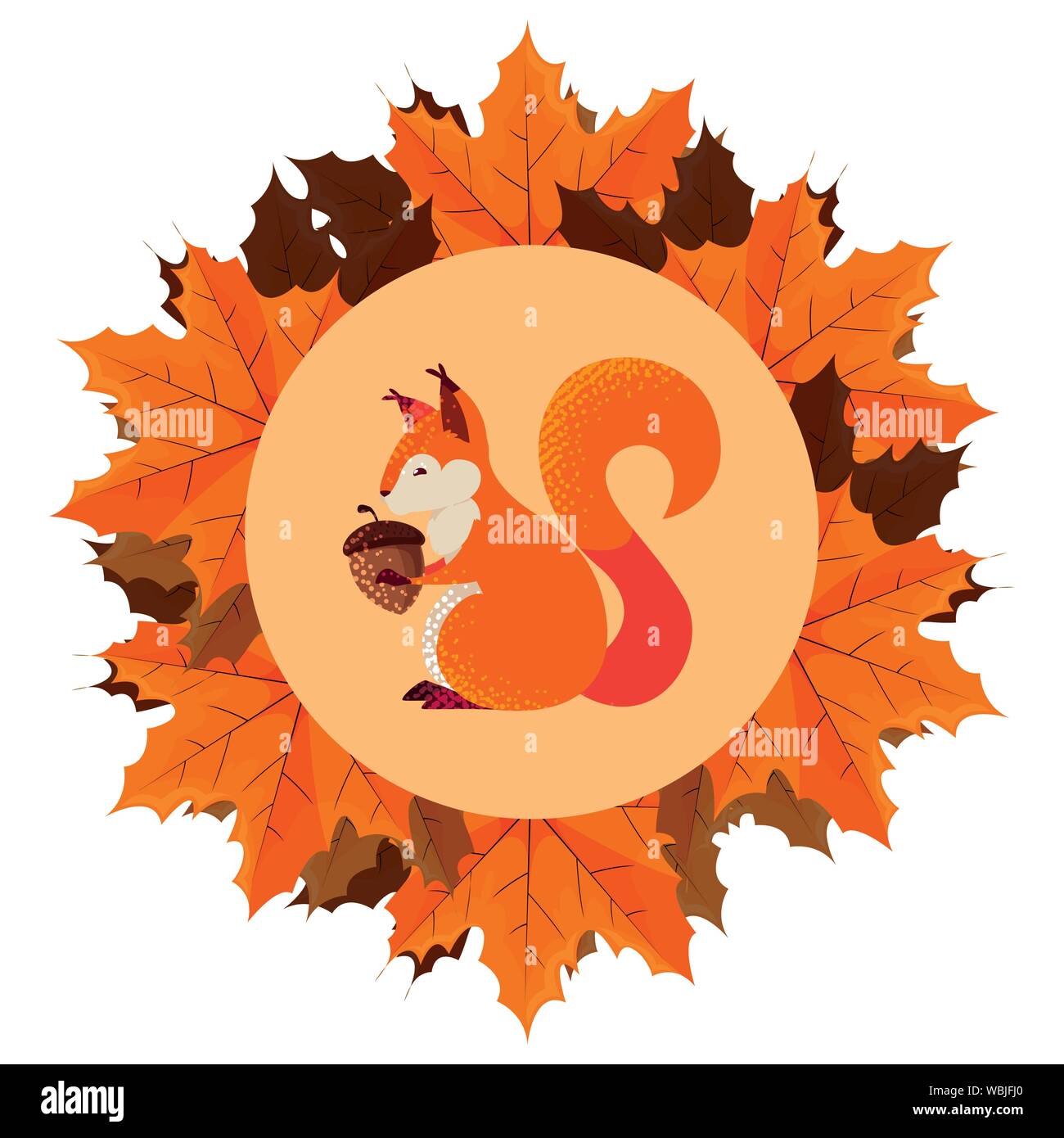 squirrel acorn happy autumn season greeting card vector illustration ...
